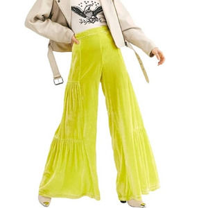 Free People Say La Vie Wide Leg High Waisted Pop Star Bright Velvet Pants 2